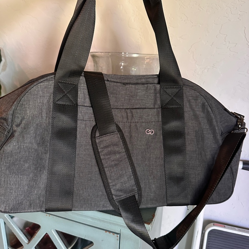 CALIA by Carrie Underwood Gray and Black Gym Duffle Bag with Durable Design